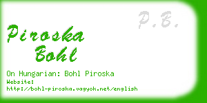 piroska bohl business card